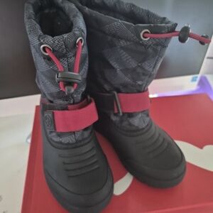Kids Waterproof Winter Boots with Pink Accent